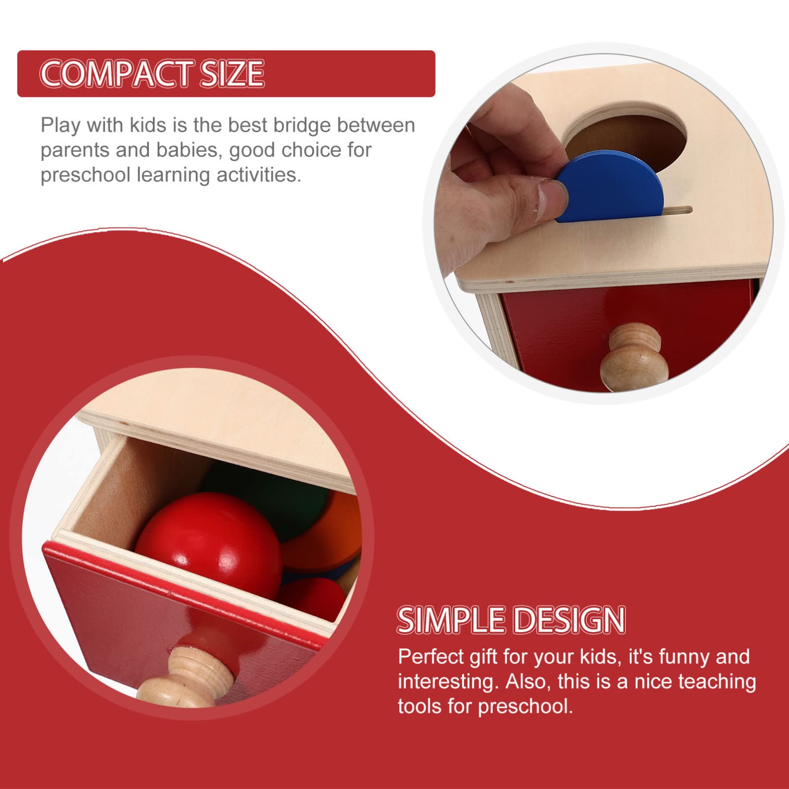 Toyvian Giocattoli in Legno Montessori 2 in 1 Oggetto Scatola A Goccia Permanenza Palla, con Cassetto, per Neonati Bambini Piccoli