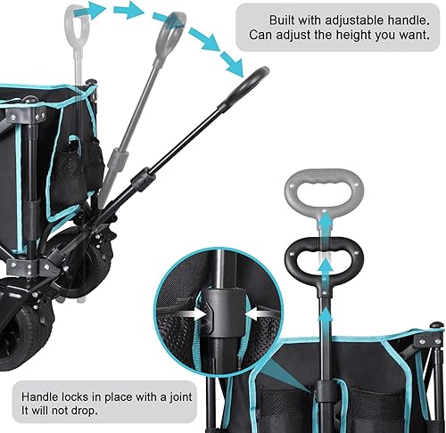 Miniatura 3 de Carros plegables plegables resistentes para jardín, interiores y exteriores, con ruedas grandes, gran capacidad de 280 libras, mango ajustable para