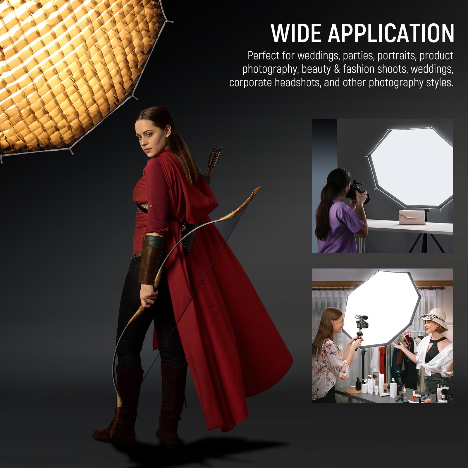 NEEWER 95cm Achteckige Octagonal Softbox, Quick Release Soft Box mit Bowens Mount Adapter Diffusor Gitter Tasche, für RGB CB60 CB60B CB200B MS60B MS60C MS150B Vision 4 Q4, kompatibel mit Godox, NS91P