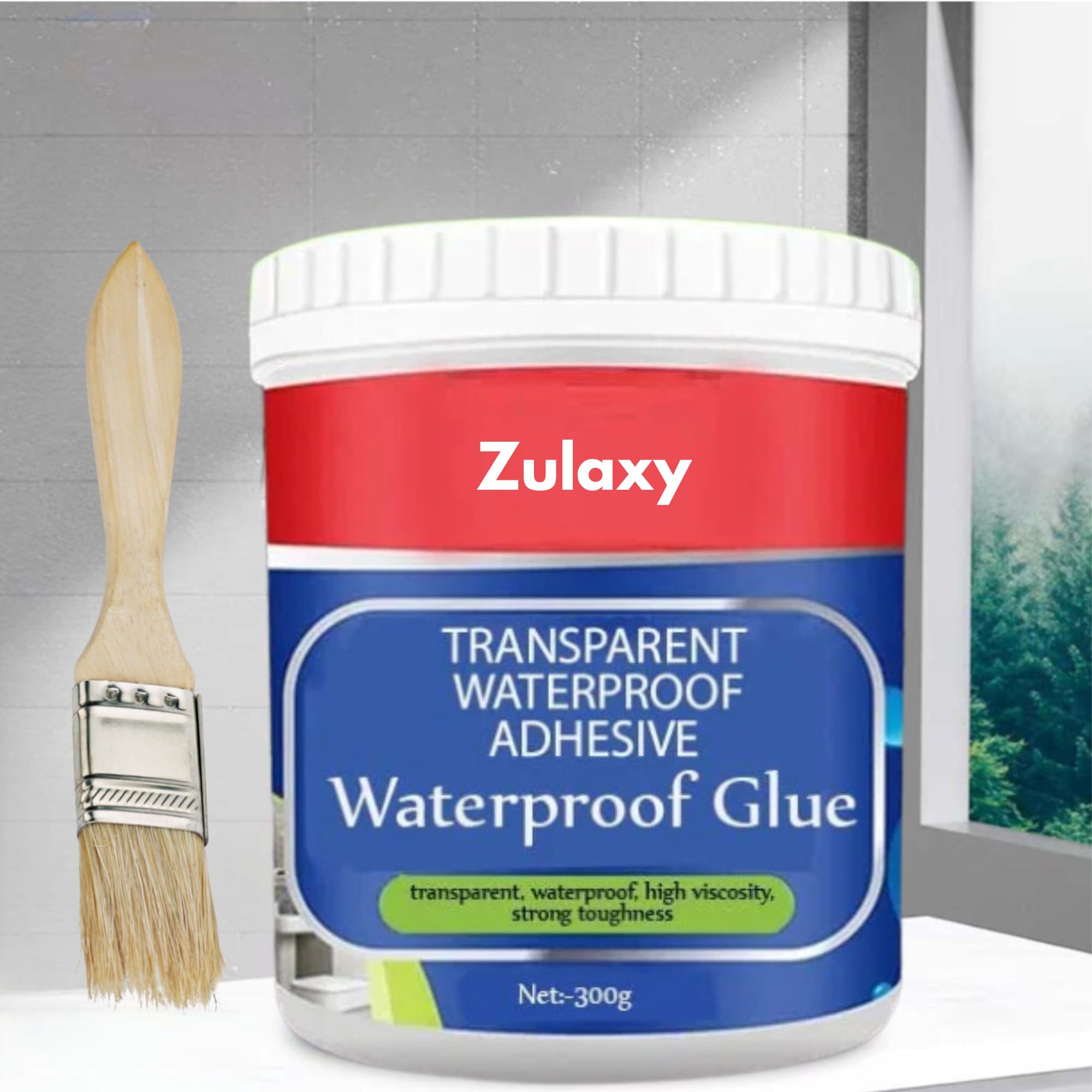 Zulaxy Crack Seal Agent for Bathrooms Kitchens Windows Roof Water Leakage Solutions Transparent Adhesive Waterproof Glue with Brush (250g)