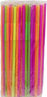 Concession Essentials 10.25 Inch Neon Wrapped Flexible Straw. Jumbo Straw Pack of 300 Count. Wrapped Disposable Extra Long Flexible.(0.24'' Diameter and 10.5