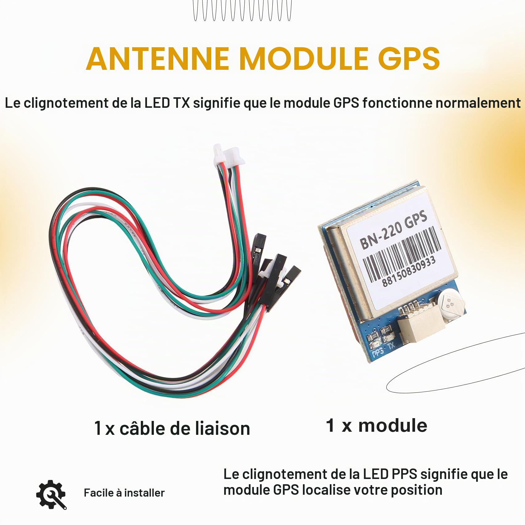 Module GPS BN-220 avec Flash HMC5883 Boussole Glonass Beidou + Antenne Active Module GPS Antenne, Flash Intégré