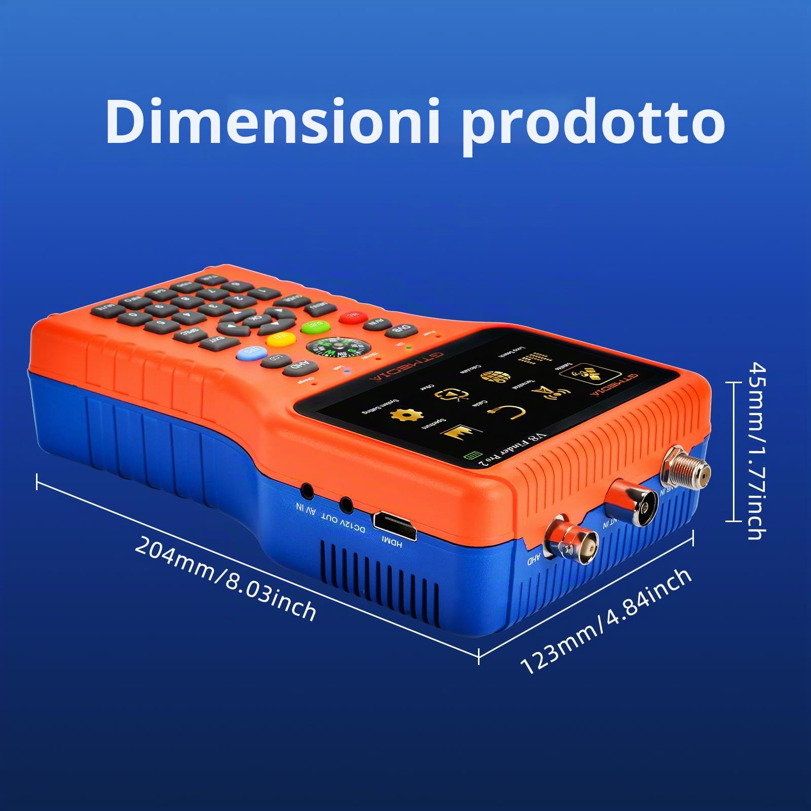 GT Media V8 Finder Pro Satellite Meter DVB-S2X/S2/S/T2/T/C Ricevitore di Segnale H.264 Rilevatore Digitale per Regolazione Sat Dish