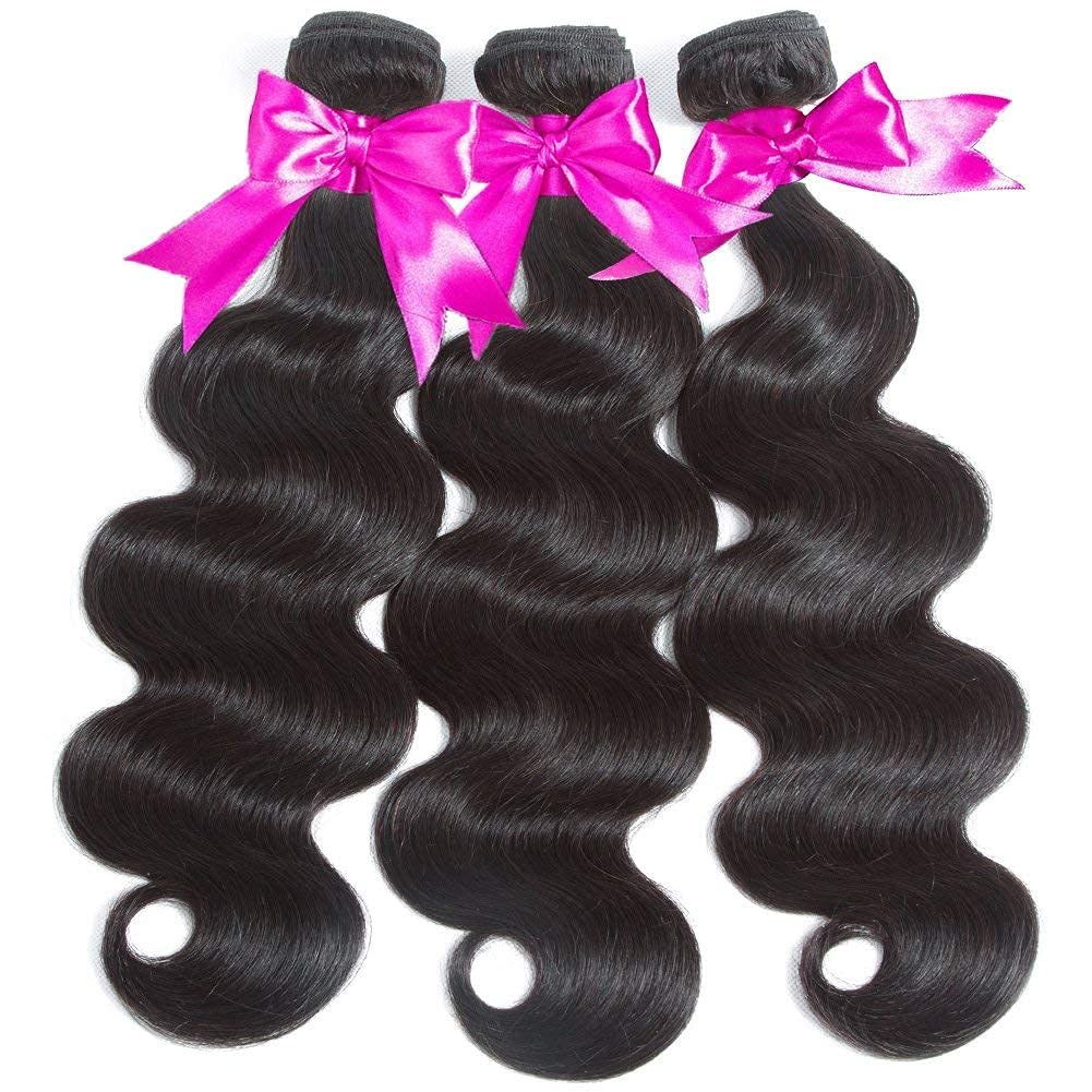 Flady 12A Human Hair Bundles Body Wave 3 Bundles Human Hair 100% Unprocessed Brazilian Virgin Hair Bundles Deals Body Wave Human Hair Extensions for Black Women(10 12 14inch)