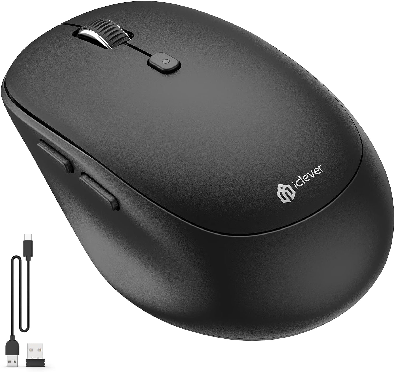 Bluetooth Mouse, Dual Mode Wireless Mouse for Laptop (BT5.0/3.0 & 2.4G), USB-C Rechargeable, Silent Click, 4-Level 2400 DPI, 3 Device Switch, Portable Ergonomic Mouse for Windows, Mac, Android
