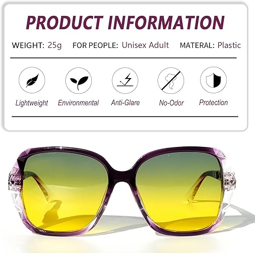 Miniatura 6 de Sehnsucht Gafas de conducción nocturna para mujer polarizadas antirreflejos elegantes gafas de visión nocturna de gran tamaño gafas de sol de día y