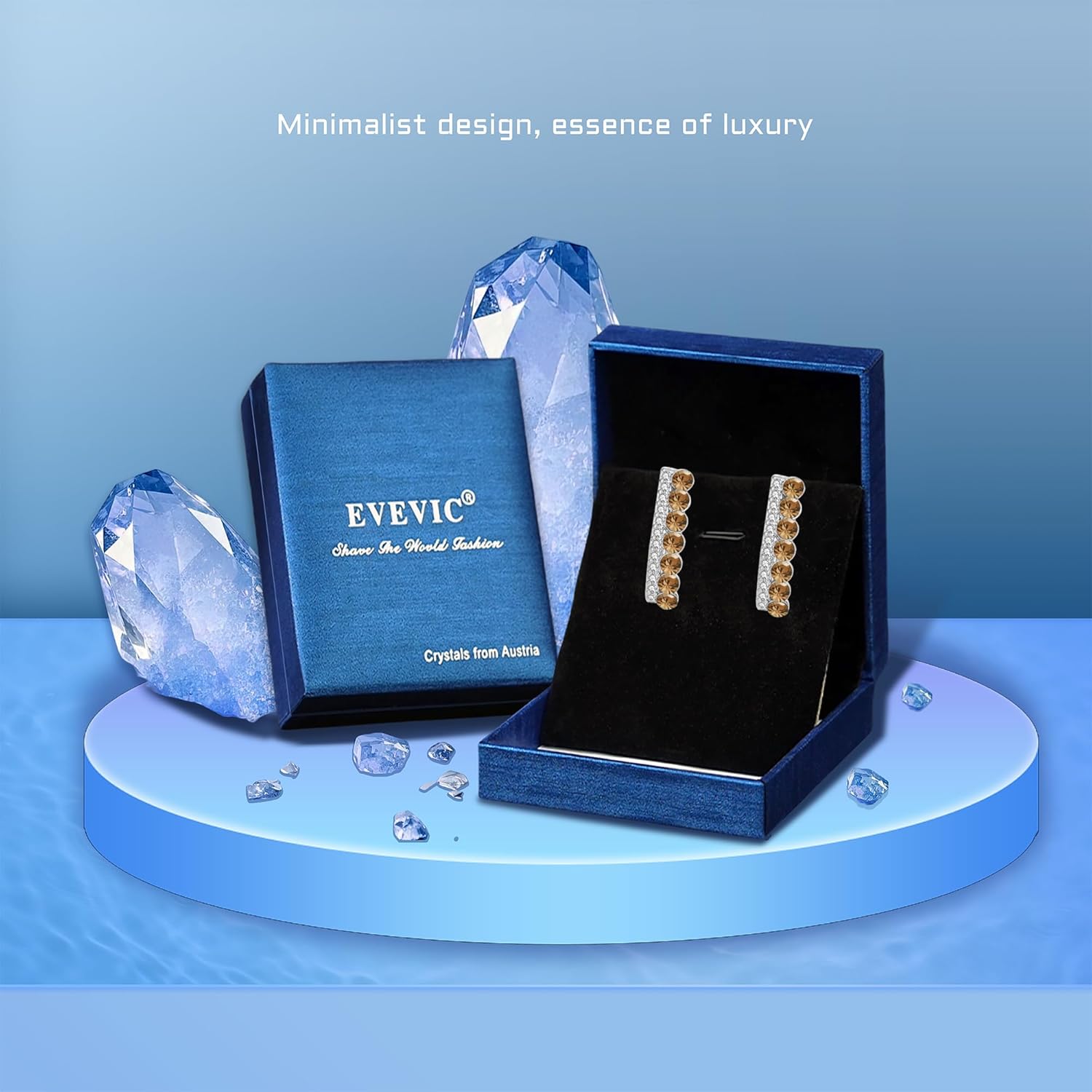 EVEVIC Austrian Crystal U Shaped Huggie Earrings for Women,14K White Gold Plated Hypoallergenic Small Hoop Earring Jewelry Gifts - Image 6