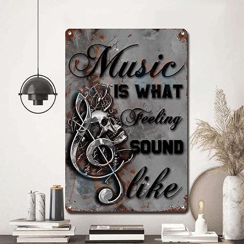 Miniatura 5 de Letrero de metal con texto en inglés "Music is What Feelings Sound Like Teen Girl", decoración de habitación para restaurante de 8 x 12 pulgadas