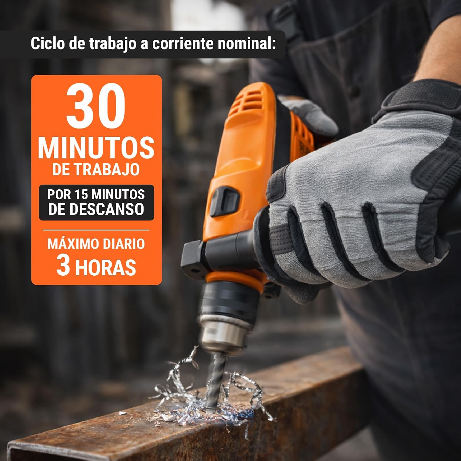 Truper 1/2" Professional 700W Rotary Hammer Drill, 110V, 5A, Orange