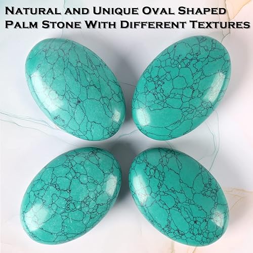 Miniatura 10 de CASMON Piedras ovaladas de palmera de lapislázuli azul, piedra de bolsillo para terapia de alivio de ansiedad y estrés, piedra energética pulida