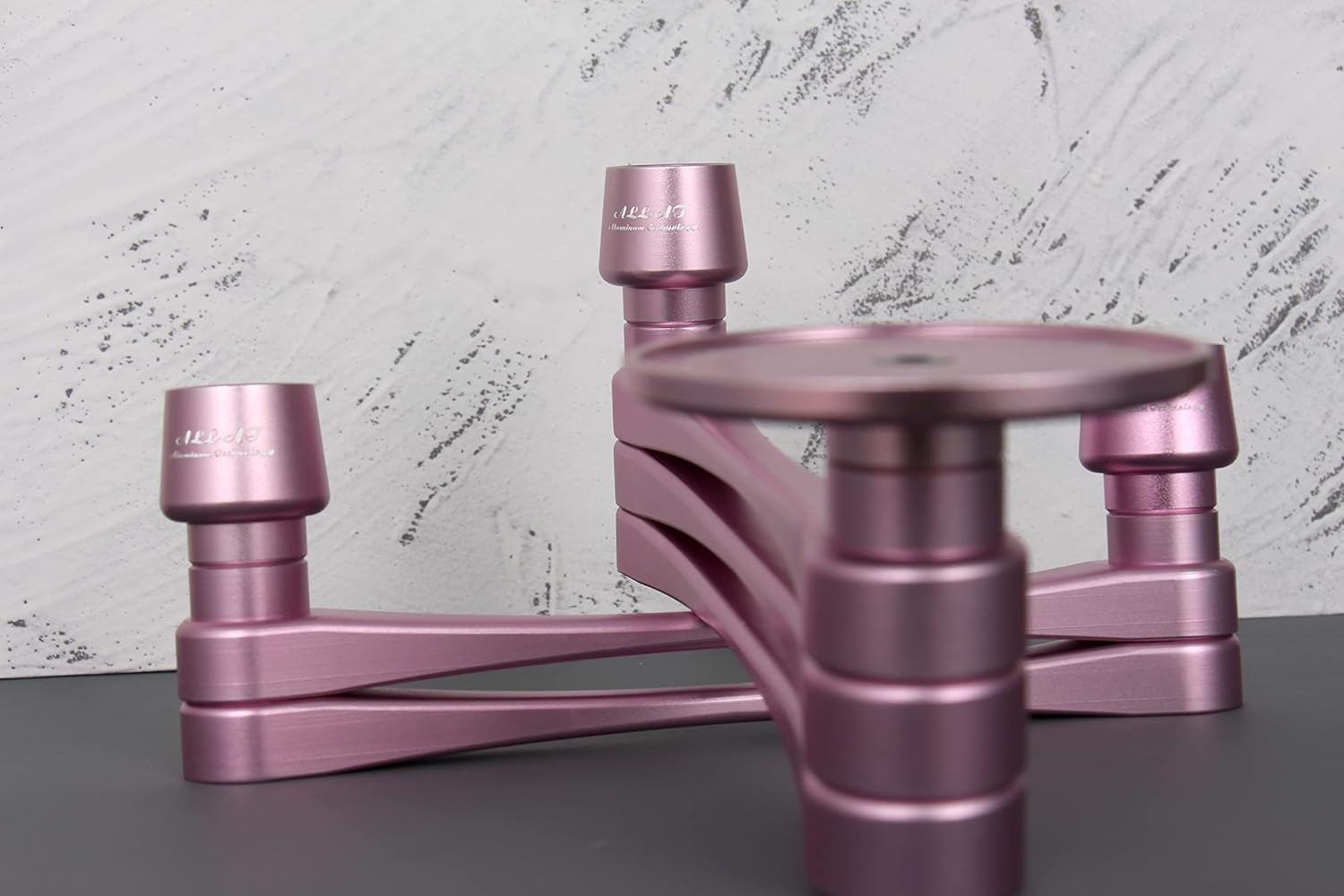 ALL-AT Aluminum Table Candle Holders Variable Set Retro Aluminum Hand-Forged Candlestick Holders Stands for Valentine Christmas Halloween Wedding Party Dining (Full Set, Rose Pink)