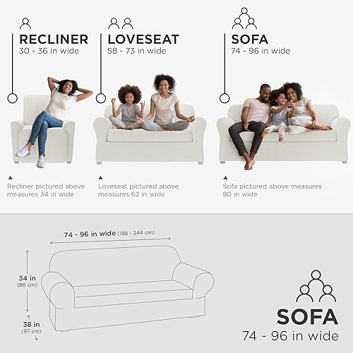 Miniatura 5 de Zenna Home Simply Fit - Funda elástica para sofá de 2 piezas, color crudo