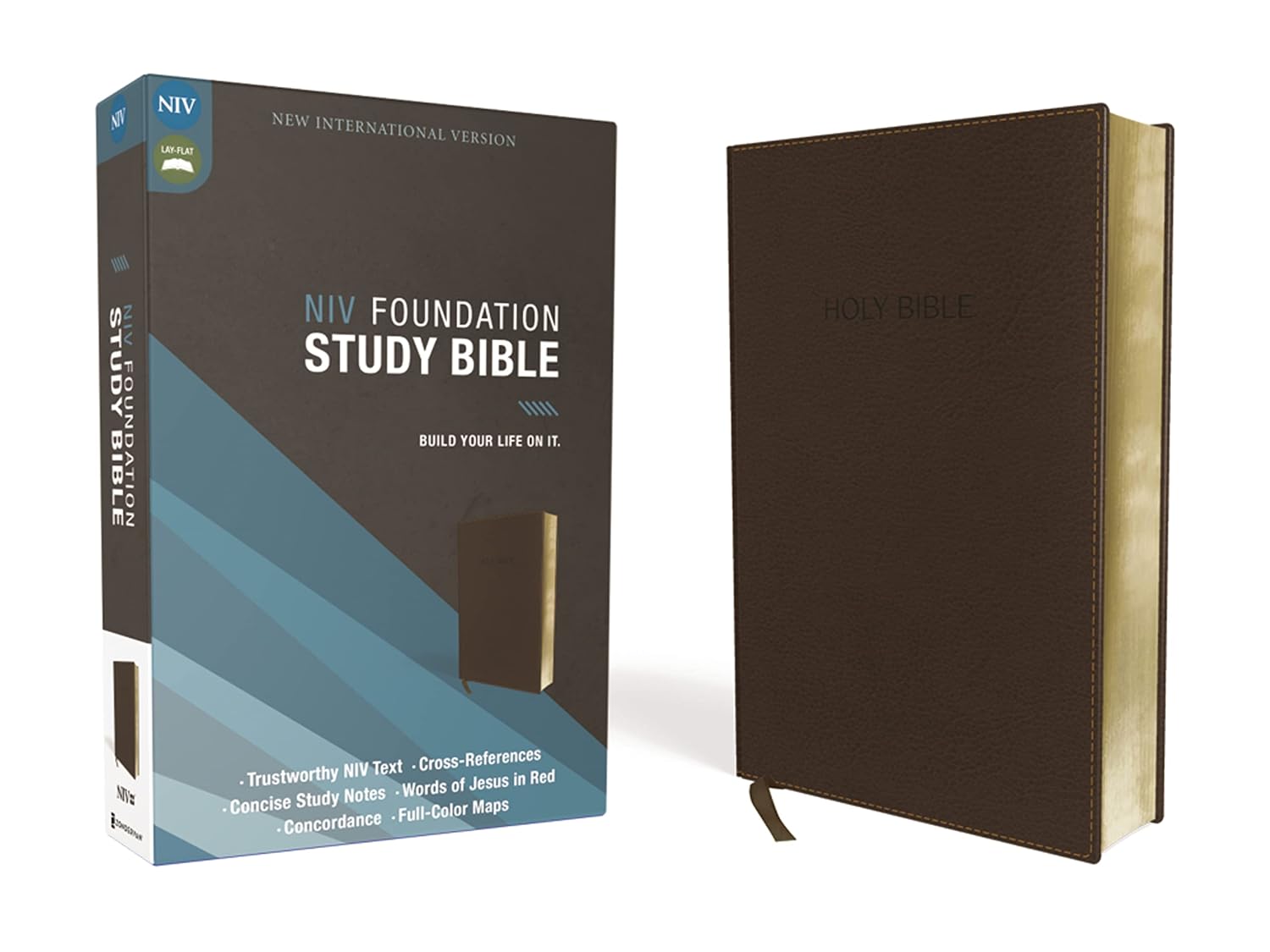 Zondervan NIV Foundation Study Bible, Leathersoft Brown, Red Letter - Compact Notes, Maps & NIV Text