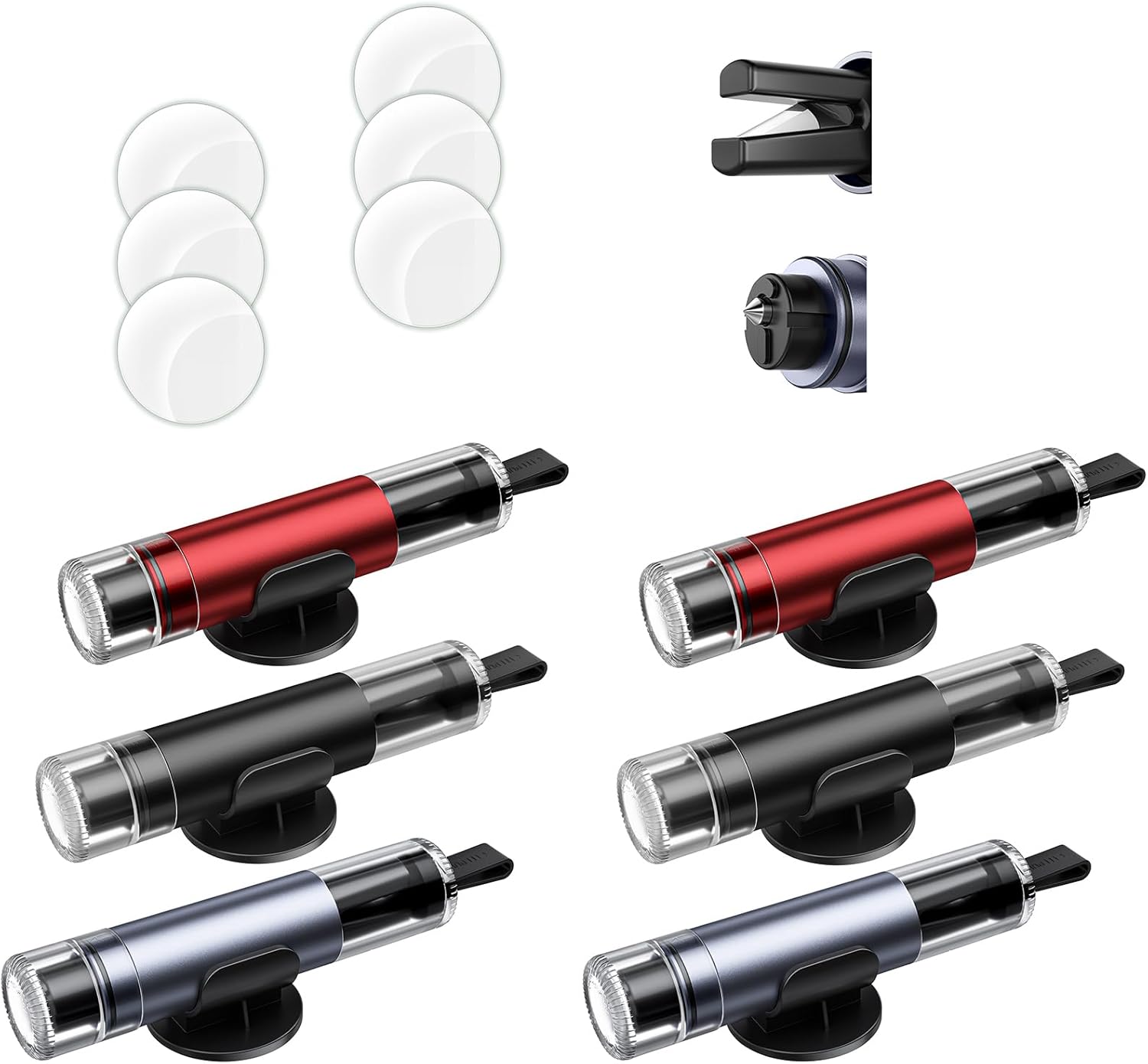 Car Safety Hammer Seatbelt Cutter, Upgraded Transparent Lid Window Breaker Seatbelt Cutter Underwater, 2 in 1 Emergency Keychains car Window Breaker Tool, New Car Accessories (6 Pack)