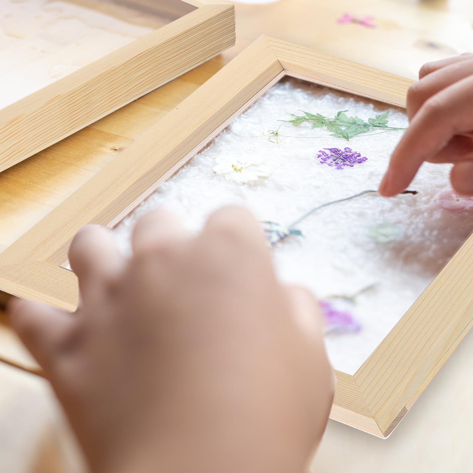 QUARKZMAN Pantalla Para Hacer Papel De Madera Kit De Marco Para Hacer Papel De 4.7 X 3.9 Pulgadas De Doble Capa Para Hacer Manualidades De Papel Tarjetas, Marcadores