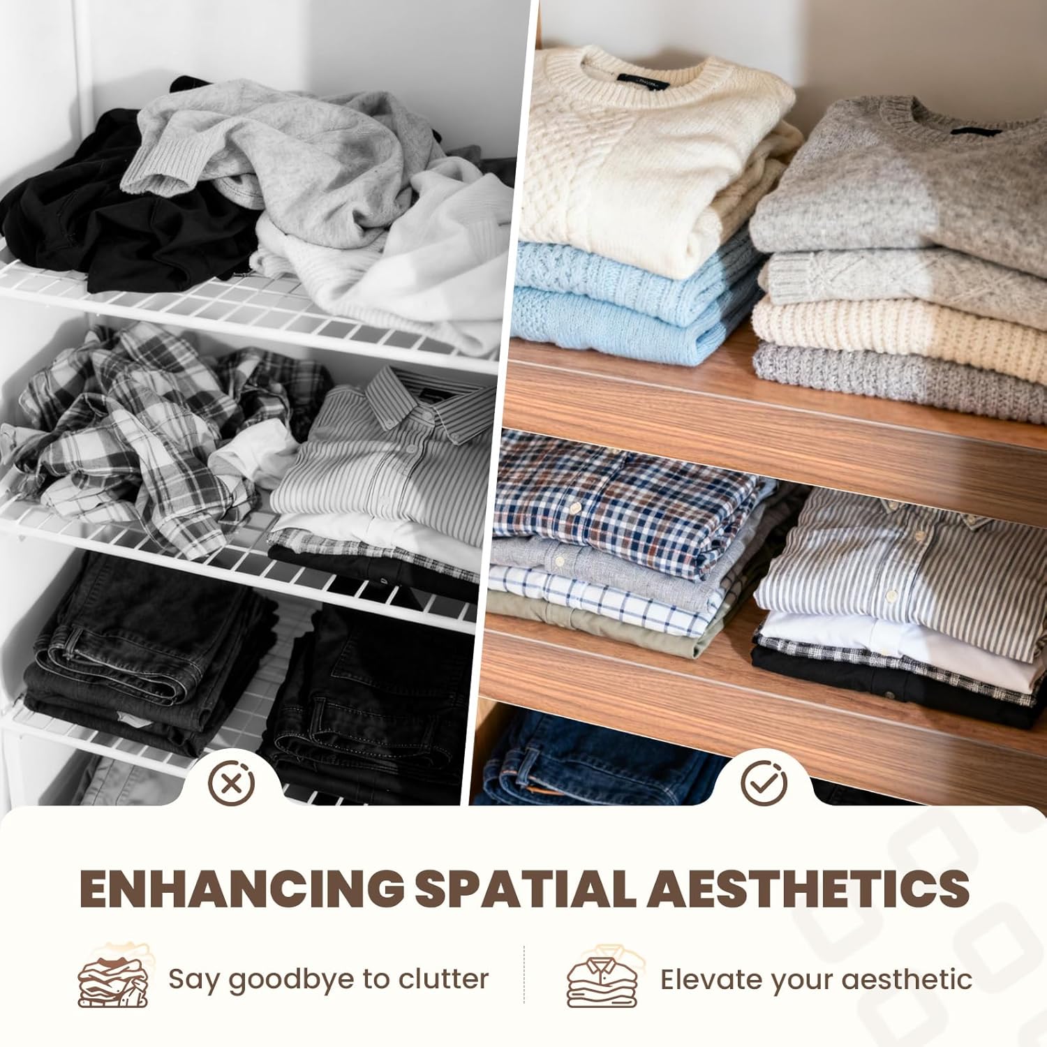 5 Pcs PVC Wire Rack Covers, Wire Shelf Covers for Pantry, 0.29in Thick Removable Closet Shelves (Walnut, 30×12×2in)