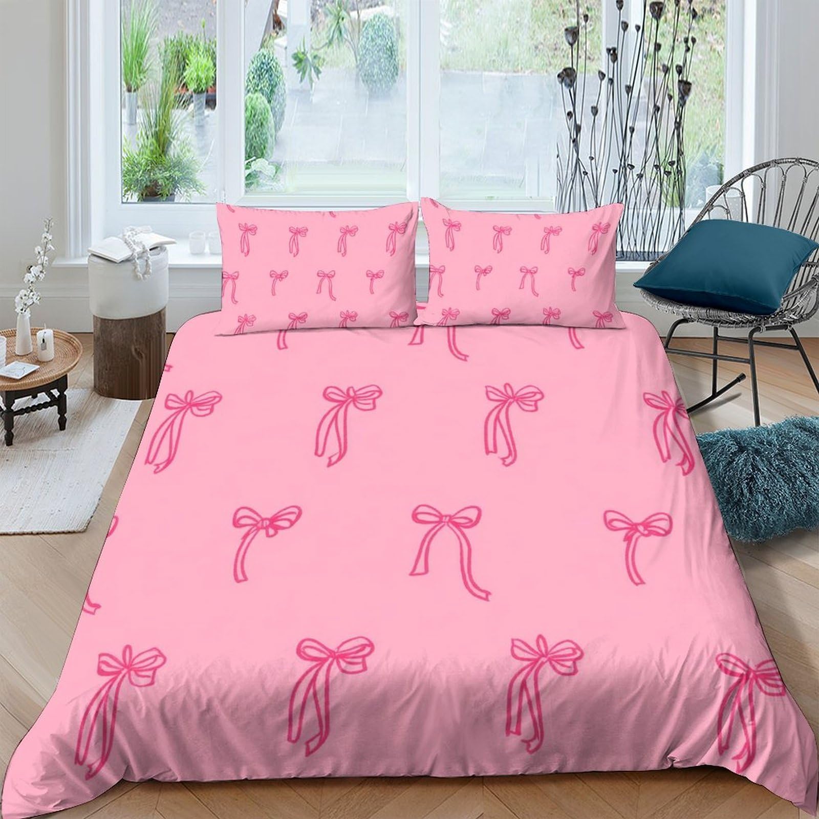 Ctjqhvkz Style-9 3D Printed Pink Bow Fitted Sheet Microfiber Soft Breathable Ribbon Bed Cover For Bedroom Dorm Mattress Protection Decor Single（135X200cm）