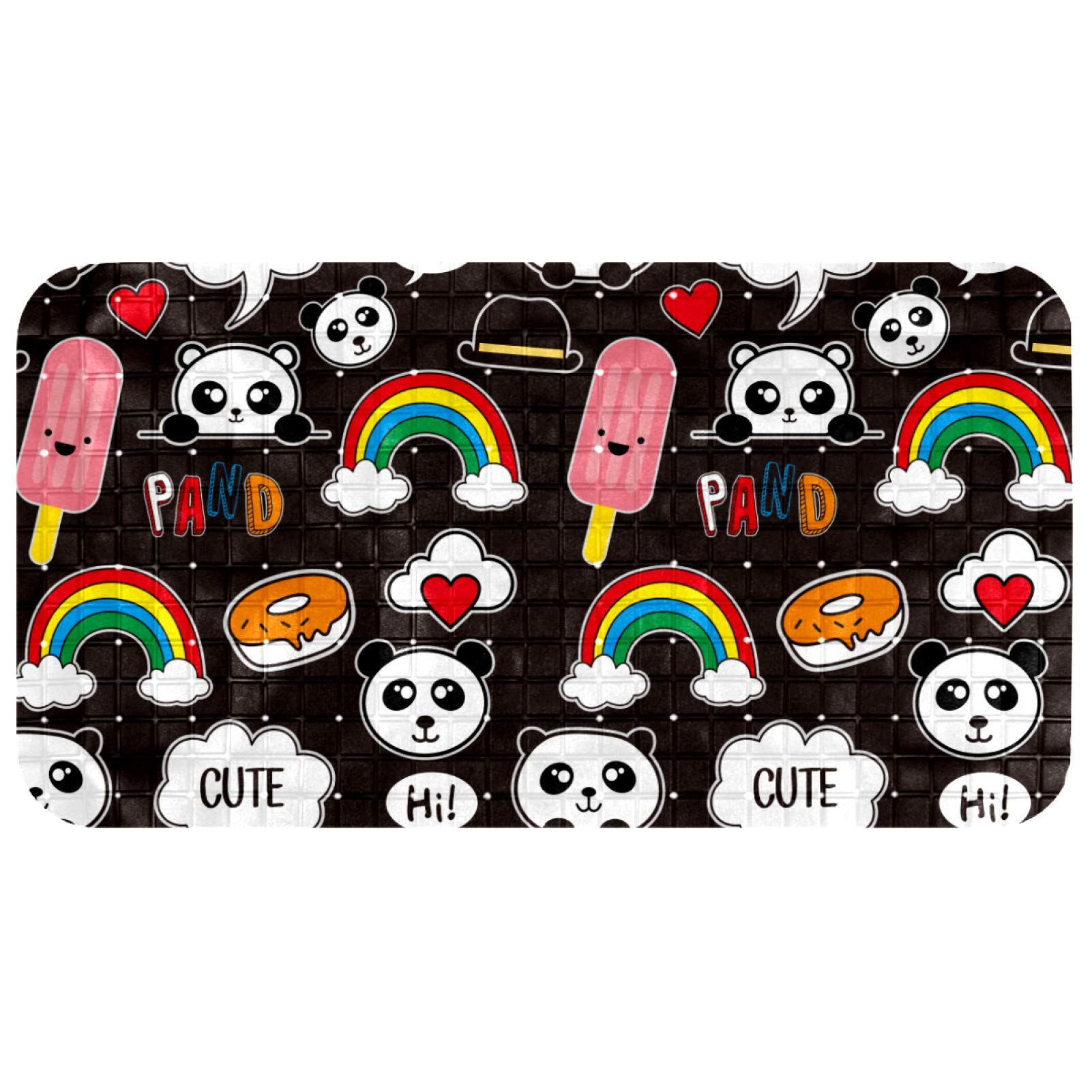 Tapis de bain pour enfants au motif de panda coloré pour une douche amusante