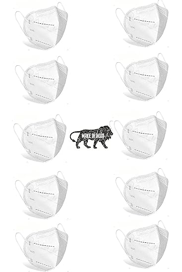 PRIMEFAIR Mens Anti-Pollution & Anti Virus Breathable Reusable Washable Plain N95 Face Mask with Woven Fabric 5 Layer ISO CE Certified without Valve (White, Free Size) -Pack of 10