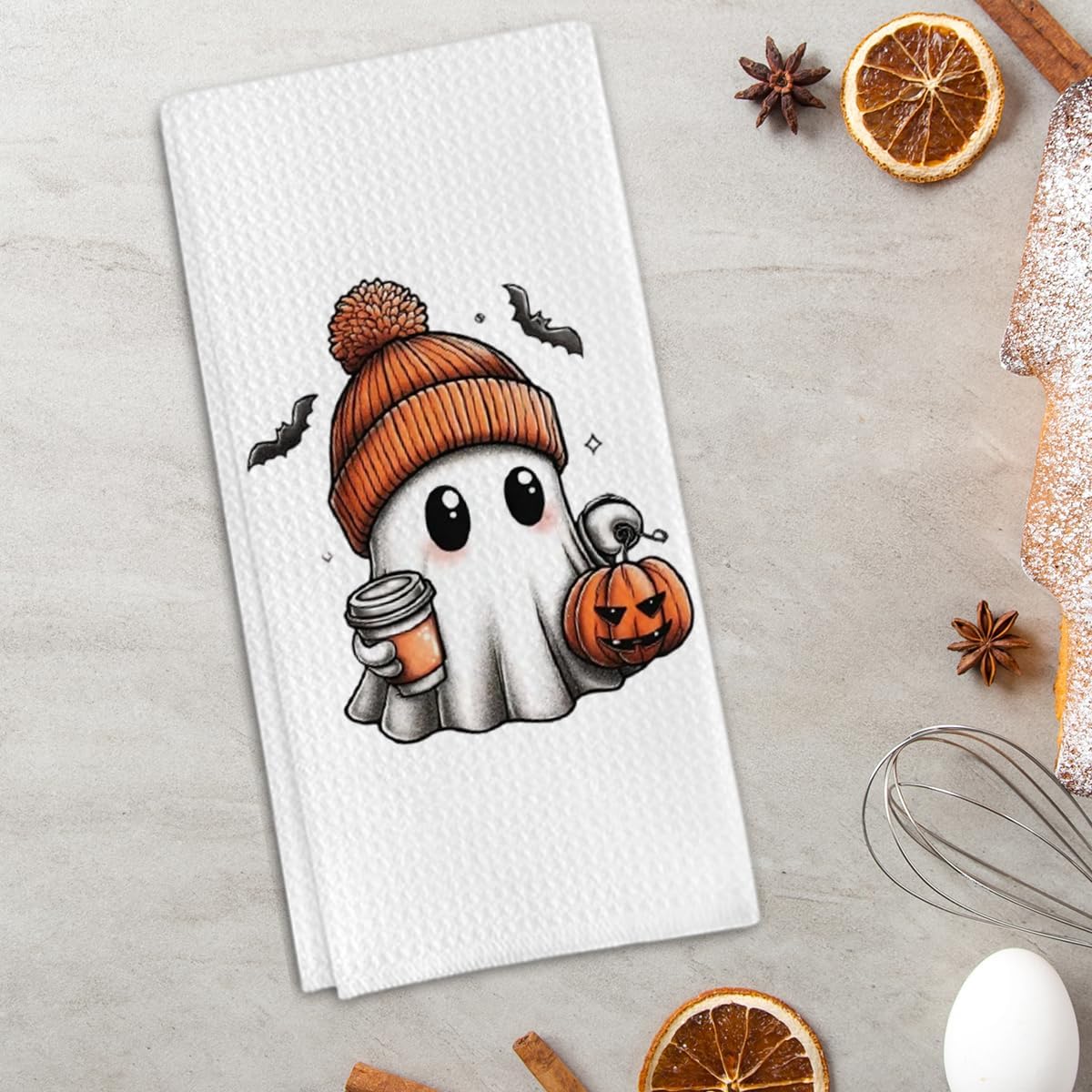 Condition photo showing New/Like New for Halloween Ghost Kitchen Towels, Cute Ghost Boo Decorative Towels for Bar Kitchen Bathroom