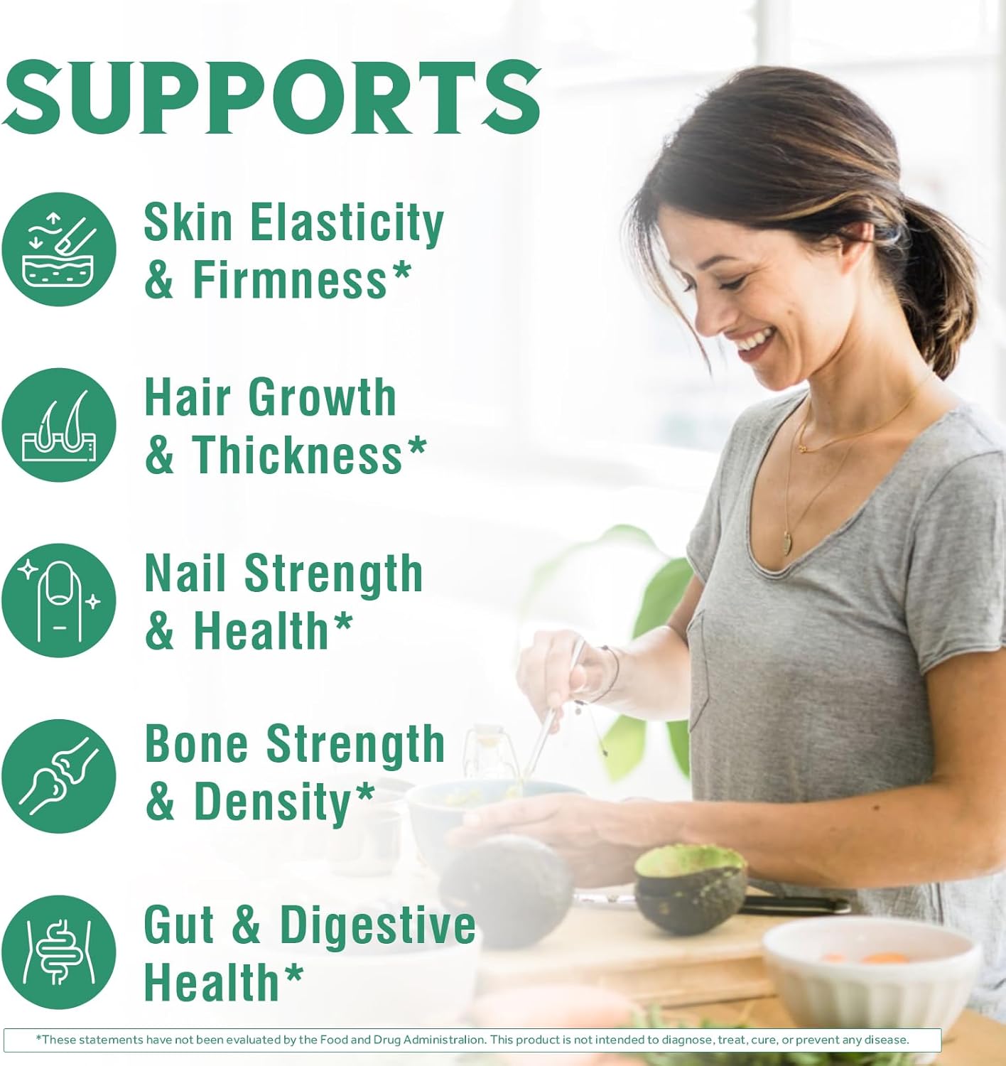 Bovine Collagen Peptides Powder for Women and Men, Grass-Fed Hydrolyzed Collagen Protein Type I & III, Skin, Hair, Nails, Bones, Digestion, Unflavored, Non-GMO, Keto & GF, 11 Servings, 8oz - Image 2