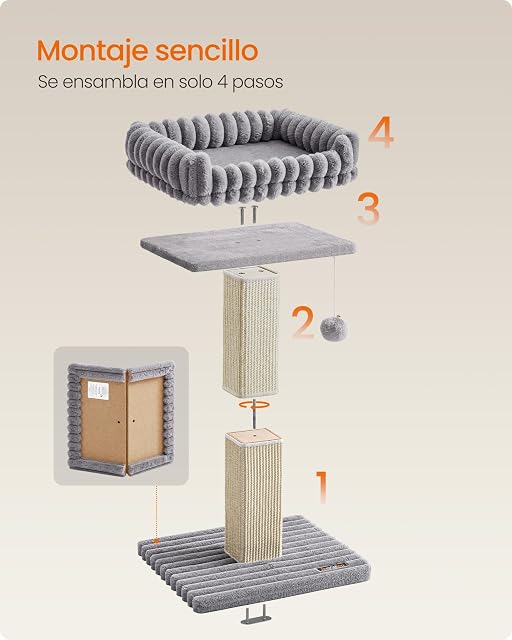 Foto 8 de 8 de Feandrea rascador para Gatos, Poste de Sisal, Altura de 71 cm