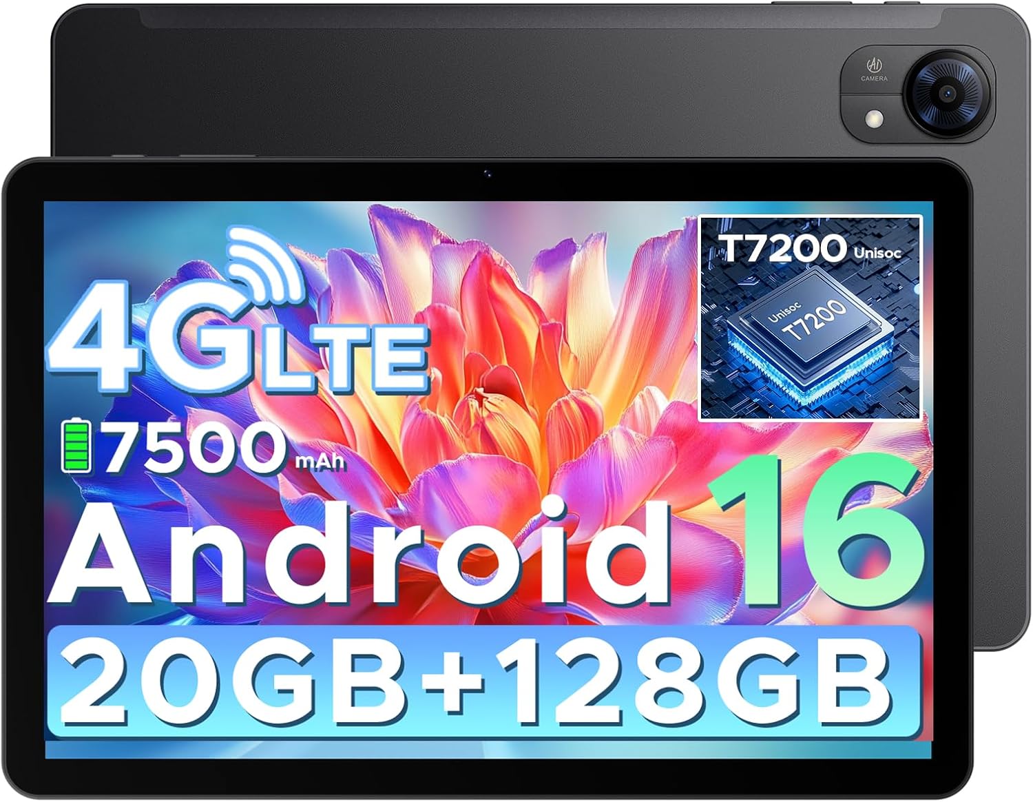 DOOGEE Tab G5 Android 16 Tablet with Sim Card Slot,10 Inch Tablet & Gemini AI, 20GB+128GB/2TB & T7200 Octa Core Android Tablets, 7500 mAh, 120Hz IPS HD & Ultra-Thin,2 Speakers|Widevine L1|Fa