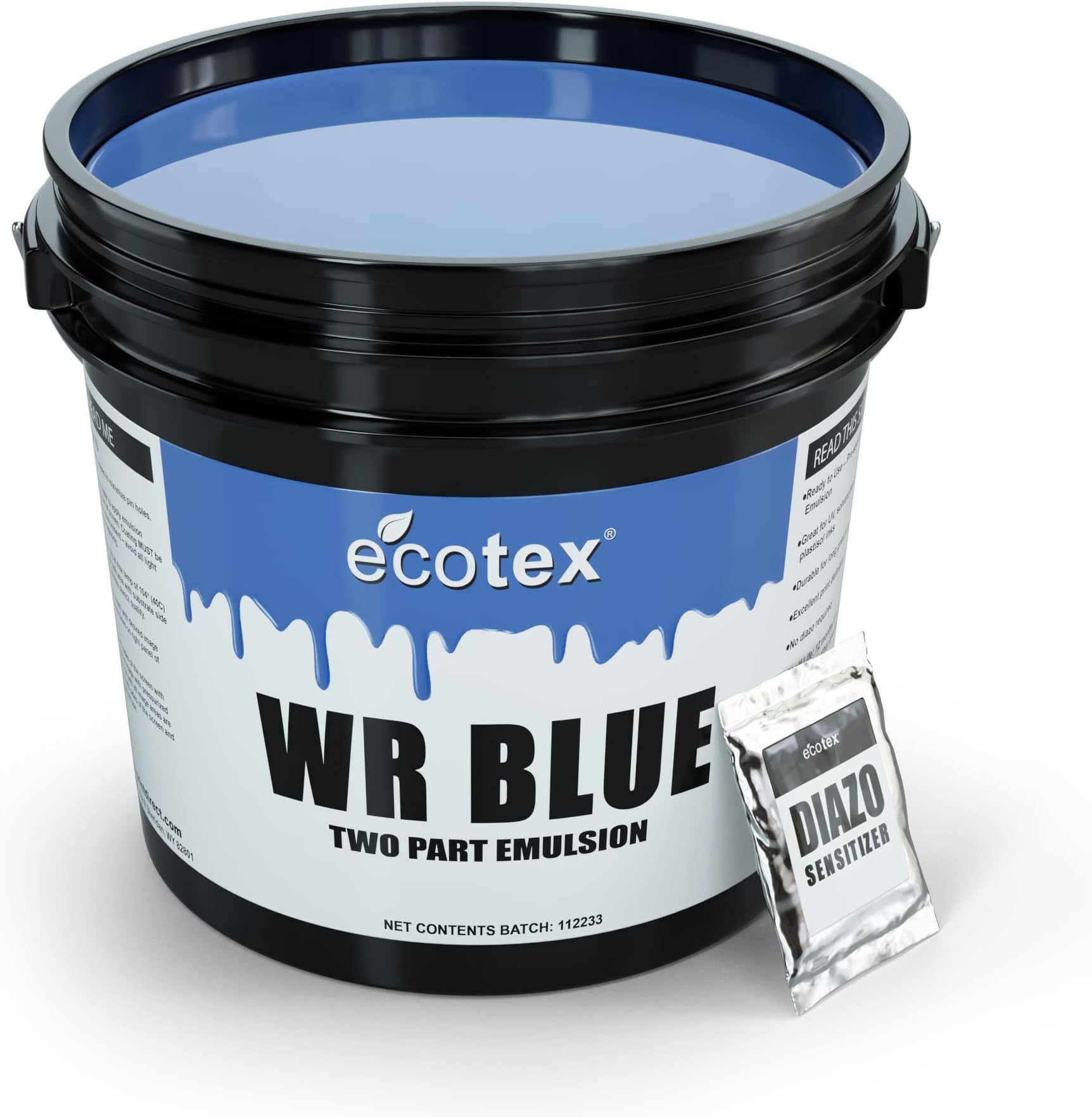 Ecotex® WR Blue Printing Emulsion (Quart - 32oz.) Diazo Required Photo Emulsion for Silk s and Fabric - for Printing Water Based Ink, Water Resistant Printing Supplies