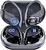 Vista 1 de Auriculares inalámbricos con reproducción de 120 horas, Bluetooth 5.4, IPX7, impermeables, estéreo, graves sobre la oreja, con ganchos