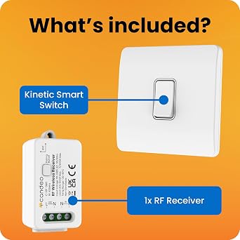 Candeo Wireless Kinetic Light Switch & RF Receiver Module Kit | No Wiring or Batteries Needed | Easy Installation & Eco-Friendly Modular Lighting Control | Customise Your Lights | Modern Design