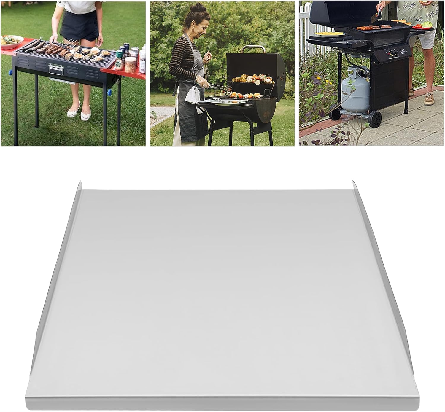 Stainless Steel Drip Pan Liners Kit, Heat Baffle Replacement Barbecue Grease Drip Tray BBQ Parts Drip Pan Tray Liners Grill Assossories Barbecue
