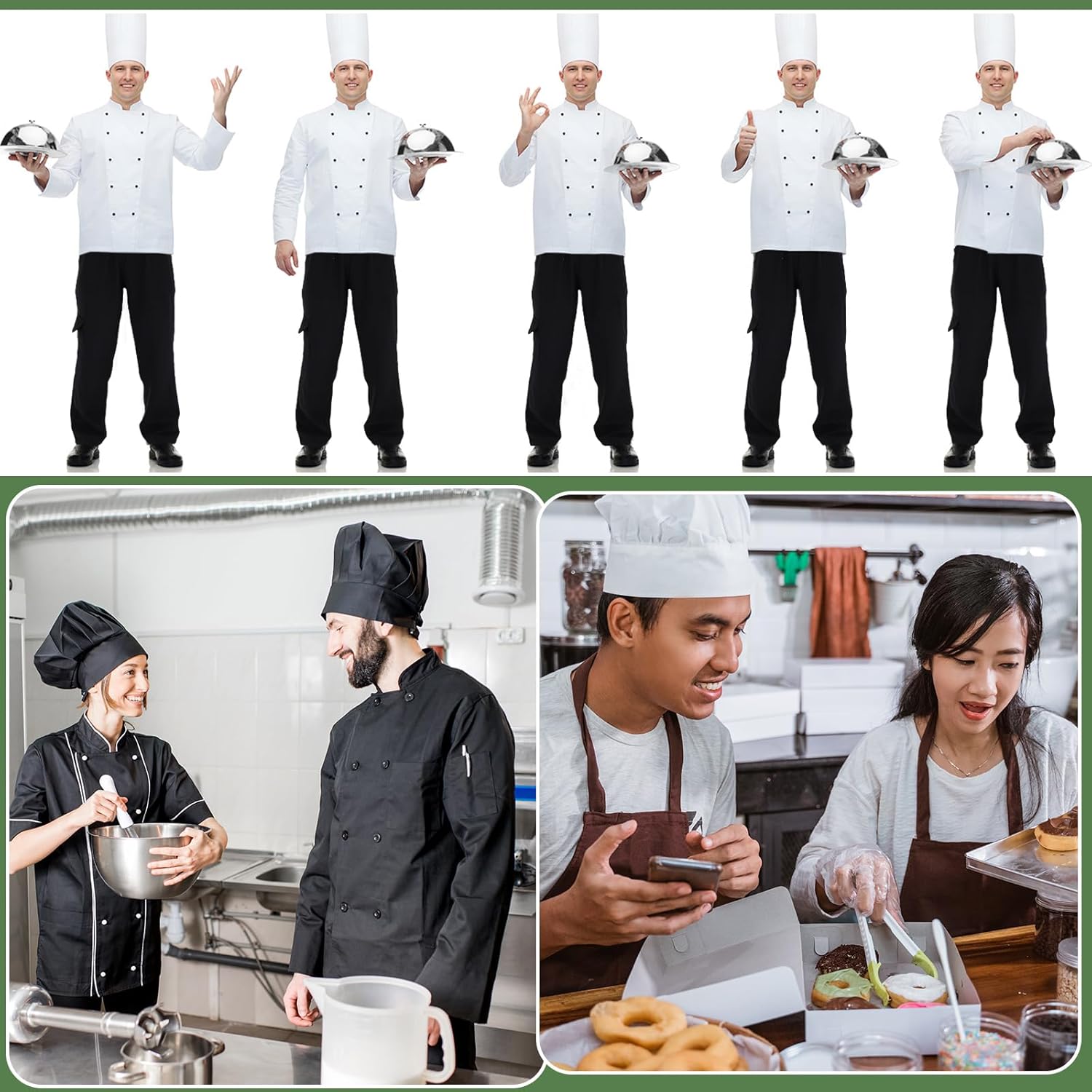 Blosssound Summer Men's Chef Pants Pack Classic 5 Pocket Chef Cargo Baggy Kitchen Pants with Elastic Waist - Image 5