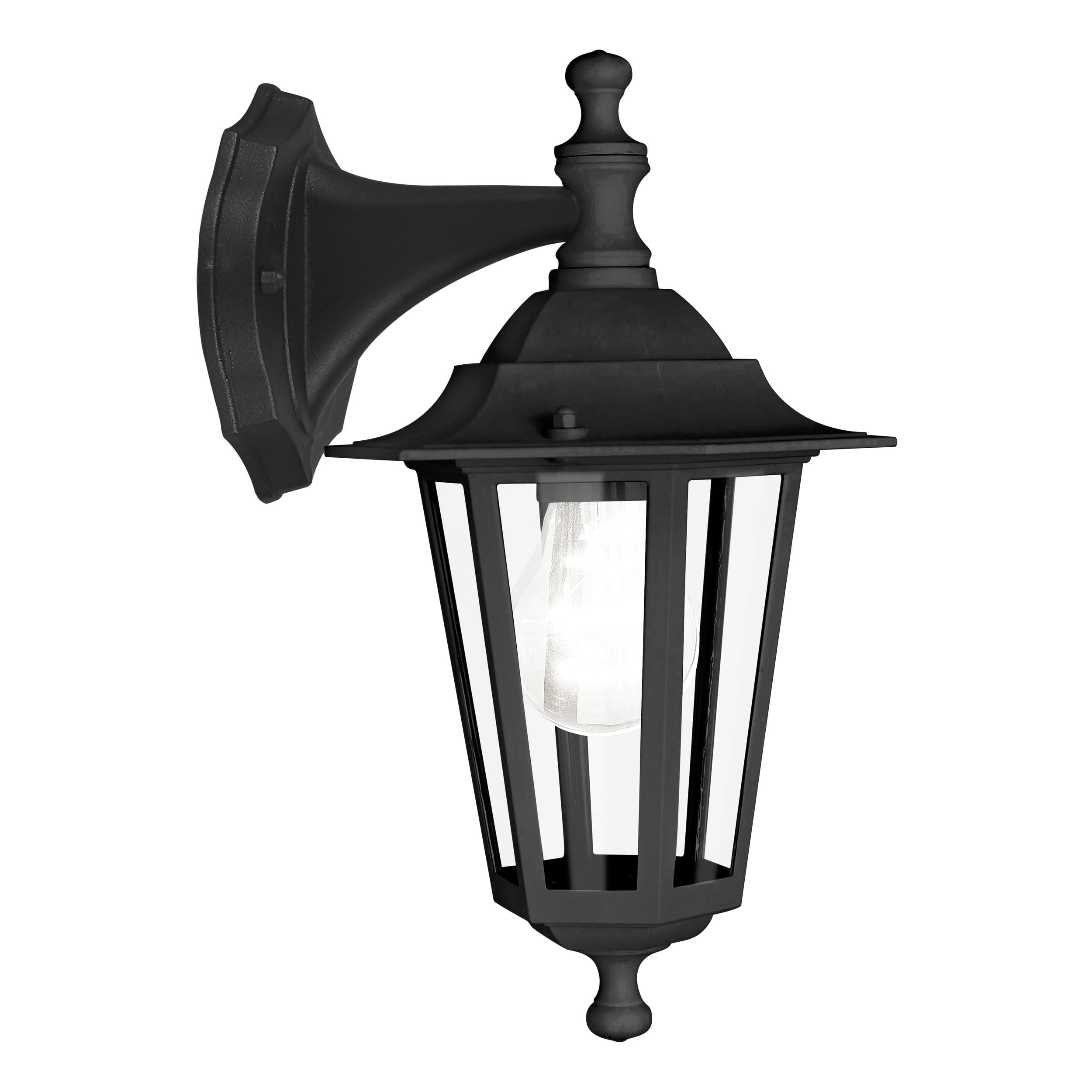 EGLO Außen-Wandlampe Laterna 4, 1-flammige Außenleuchte, Wandleuchte aus Aluguss und Glas, Schwarz, E27, IP44