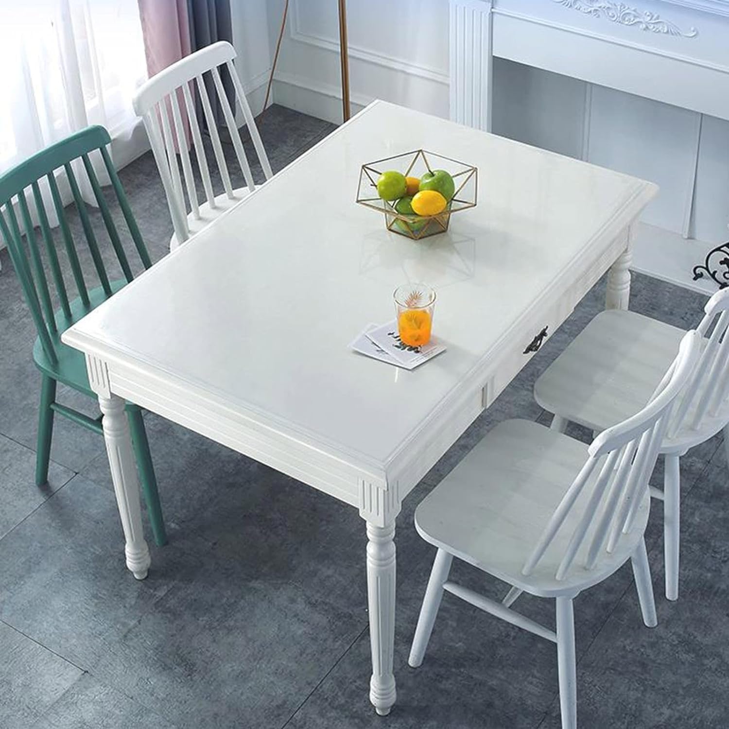 Clear Tablecloth Protector 18x108in, 1.5mm Transparent PVC Vinyl Waterproof Tablecloths, Customizable Transparent Tablecloth Wipeable Waterproof Table Cover Protector, for Kitchen Dinning