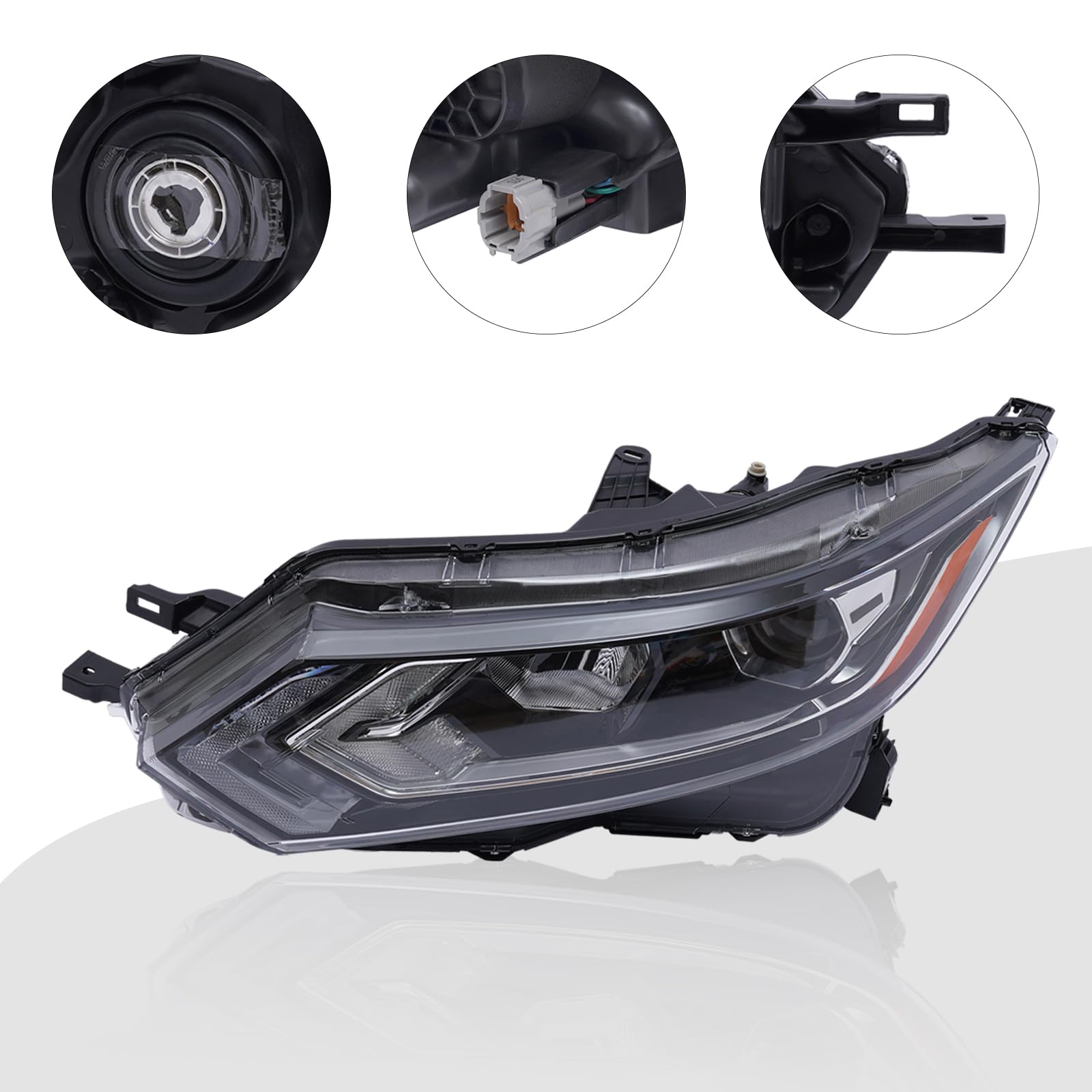 Amazon.com: Halogen Headlight Assembly w/LED DRL Replacement For