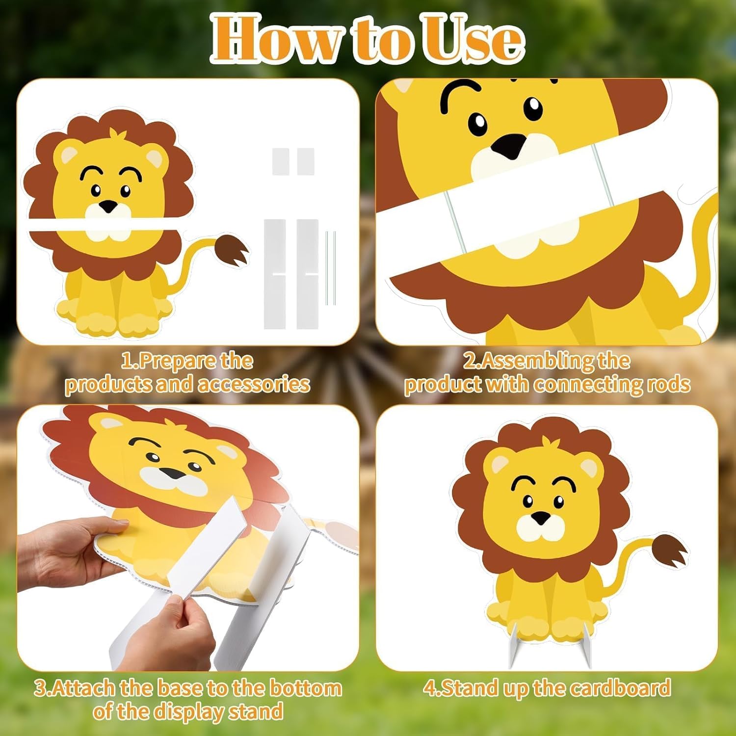 Jungle Safari Animals Party Decorations, 5 Pack 27" x 16" Large Wild Animals Cardboard Cutouts Stand Up, Zoo Wildlife Theme Photo Booth Props for Birthday Party Baby Shower Classroom Decoration