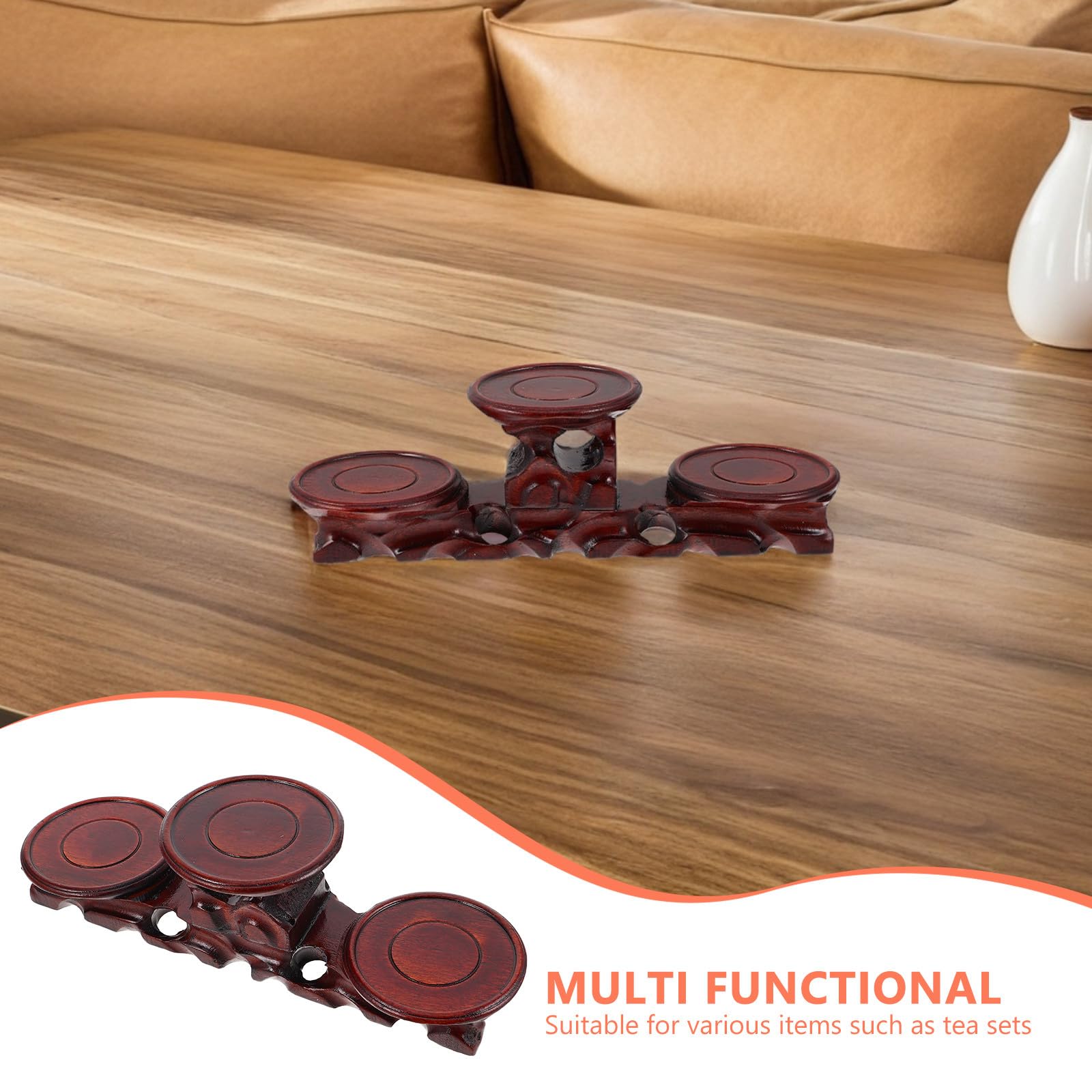 Sosoport Base Redonda de Madera Maciza Pedestal Estable Soporte para Teteras Expositor Pequeño de Madera para Objetos Decorativos