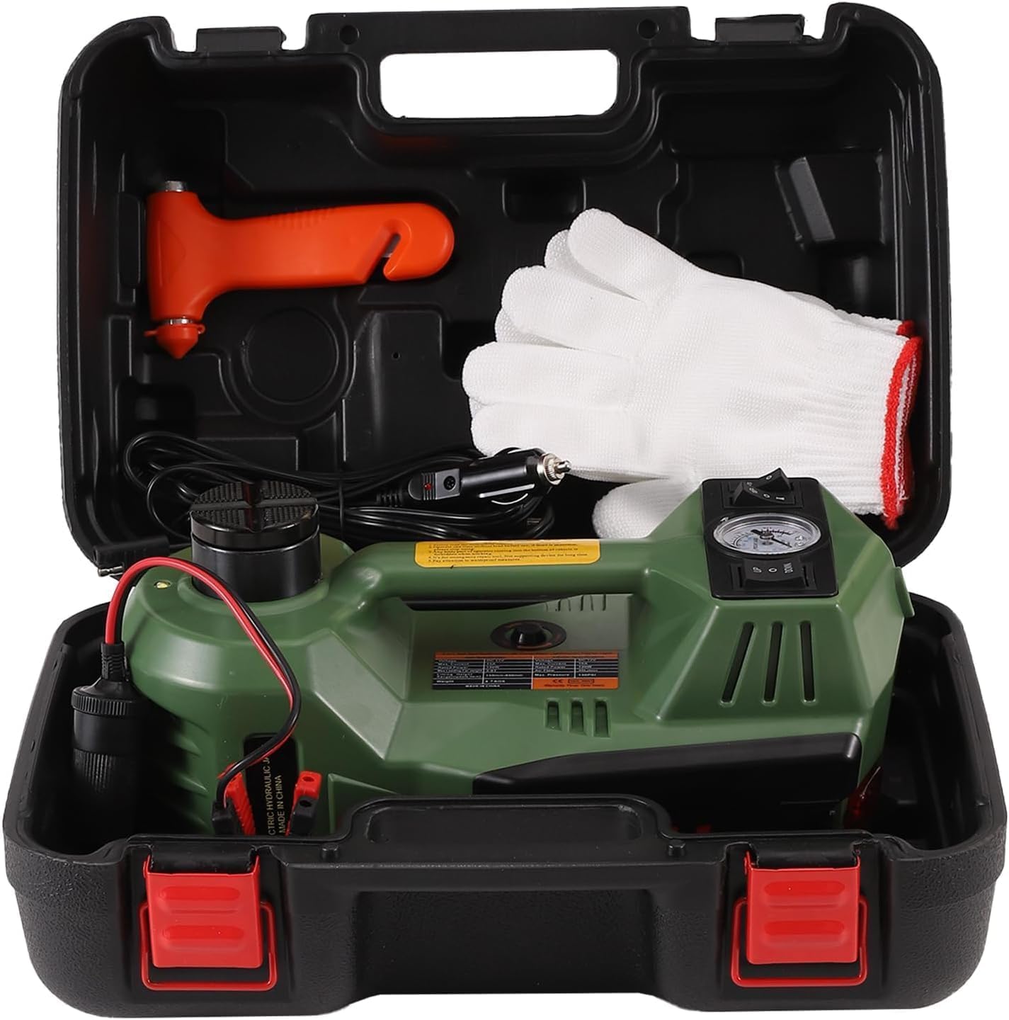 ROGTZ 5 Tonnen Hydraulischer Wagenheber – 4-in-1 Multifunktionales Pannenhilfe-Set mit integrierter Luftpumpe, LED-Licht und Reifenreparatur-Werkzeug für Auto, SUV, LKW