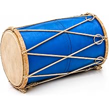 Handmade Wooden & Leather Classical Indian Folk Tabla Drum Set Hand Percussion Drums World Musical Instruments Punjabi Dhol Dholak Dholki 10 x 6 Inches Fun Birthday Housewarming Gift Ideas