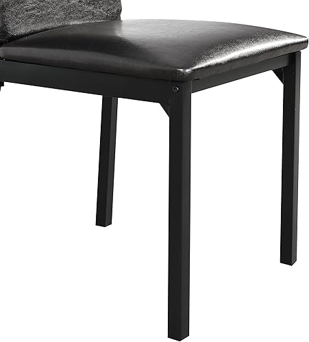 Miniatura 10 de Roundhill Furniture Juego de comedor Citico de 5 piezas de metal con tapa de mármol sintético laminado, mesa blanca con sillas negras Silla