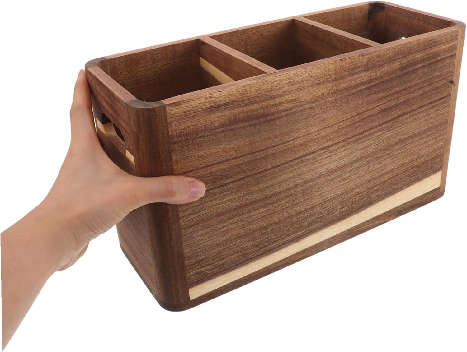 キッチン用木製調理器具ホルダー 大容量割収納 コンパクト省スペース設計 耐久性ある台面カトラリーオーガナイザー 簡単清掃可能