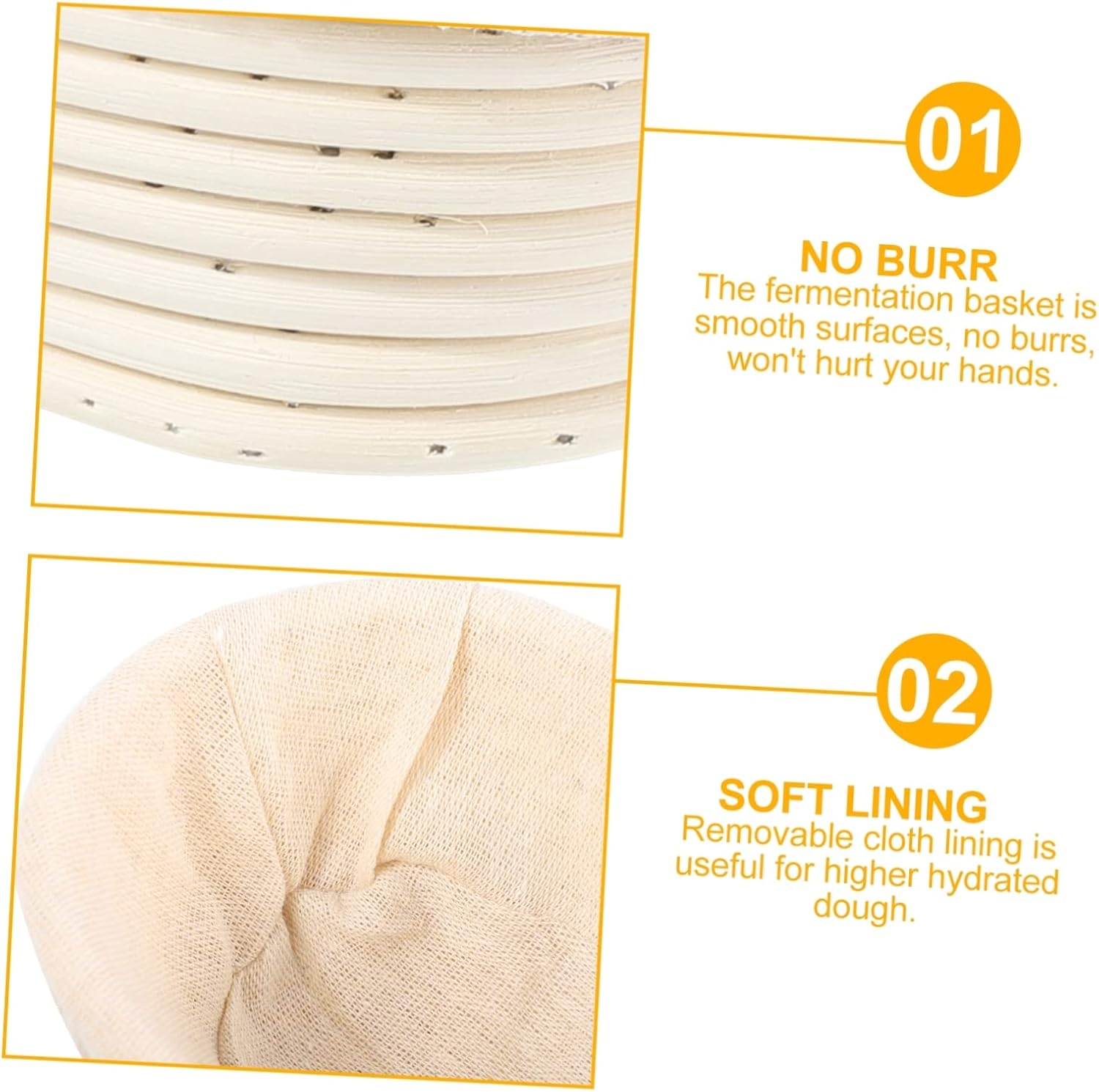 2 Sets Fermentation Cane Basket Wicker Hamper Pizza Bread Pizza Dough Brotform Proofing Basket Sourdough Proofing Basket Rattan Bread Basket Bread Rattan Woven Basket Bread Basket (Assorted Colorx2pcs