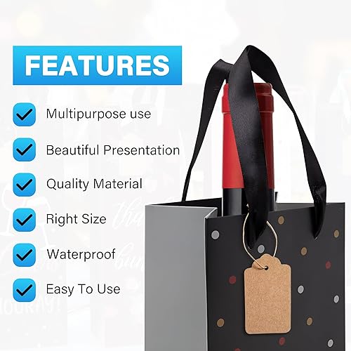 Miniatura 4 de Paquete de 50 bolsas de vino y botellas, bolsas para botellas para regalos vienen con una cuerda y etiqueta para esa persona especial, regalos de