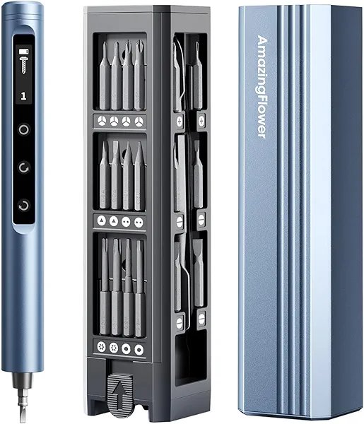 Mini Electric Screwdriver Cordless Set 3.7V, 42-in 1 Magnetic Bits Screwdriver Set with 5 Torque Settings, Demagnetizer/Magnetizer, LCD Display, LED Lights,Repair Tool Kit For Laptop/Phone/Camera/Toys