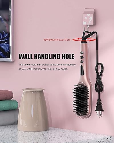 Miniatura 4 de MEGAWISE - Cepillo de cerámica actualizado 2023 (oro rosa) antiquemaduras de doble voltaje para plancha plana, cable giratorio, apagado automático,