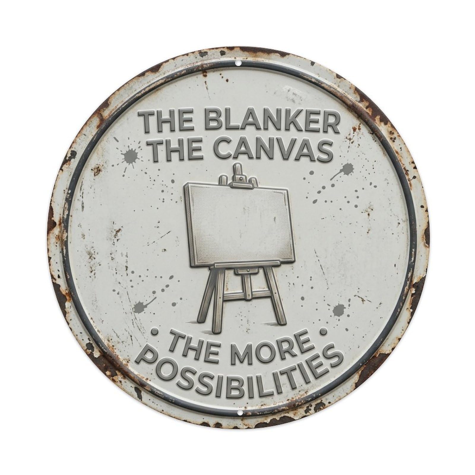 Blank Canvas Possibility Bedroom Vintage Metal Tin Sign Plaque Wall Decor for Cafe, Club Bar, Office, Garden Metal Poster 8x8Inch