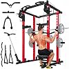 Jaula de Potencia y Máquina Smith, Racks para Gimnasio en Casa con Polea Alta | Rack de Sentadillas Todo en Uno con Sistema de Poleas, Rack de Pesas 2000LBS con Accesorios de Entrenamiento para Casa 1