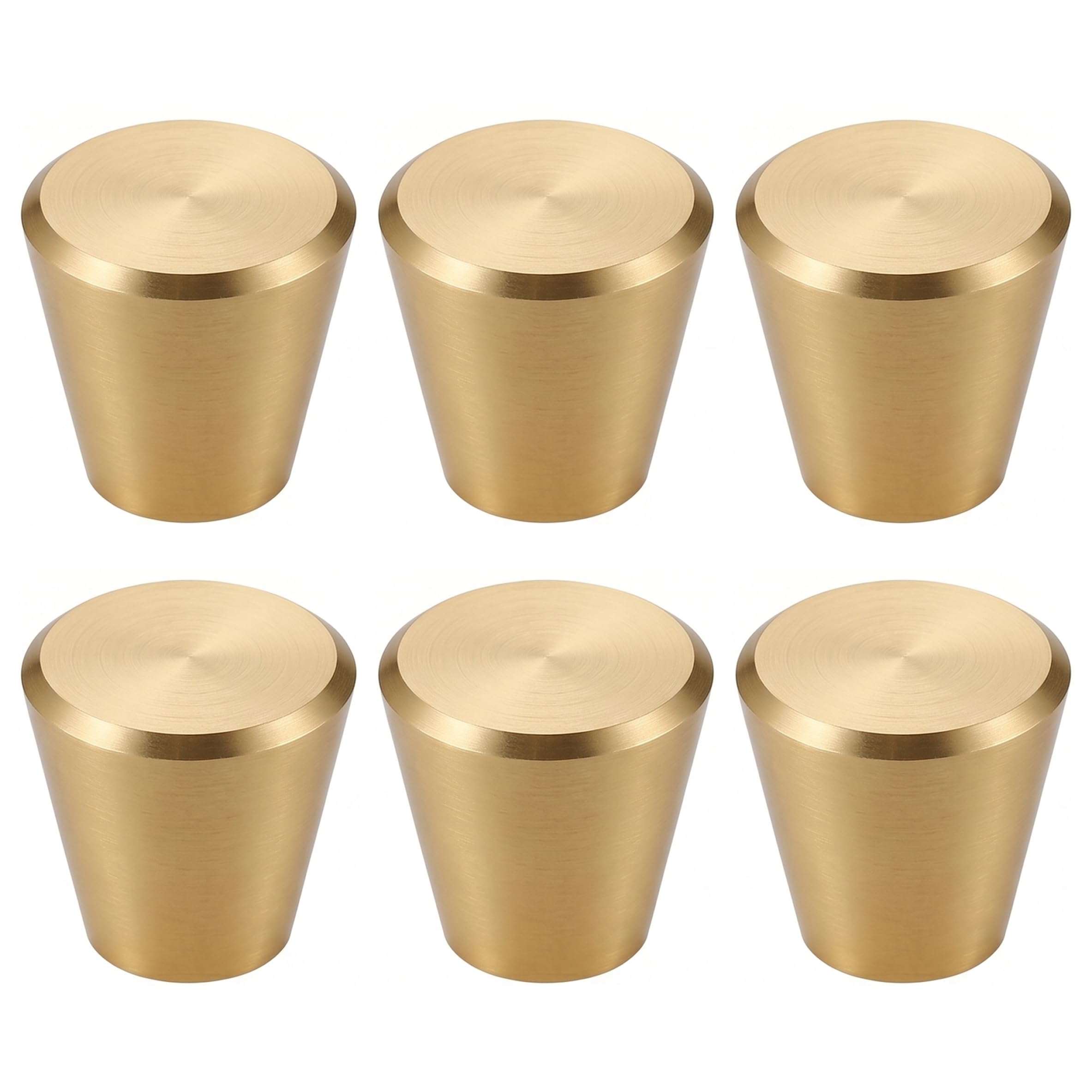 6 Pack Dresser Handles Modern Round Cabinet Knobs Sturdy Aluminum Alloy Hardware Pulls for Drawers Wardrobe Gold