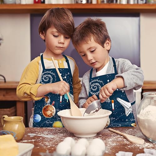 Miniatura 2 de Delantal para niños, delantal unisex con correa ajustable para el cuello, delantal de cocina para cocinar, pintar y hornear