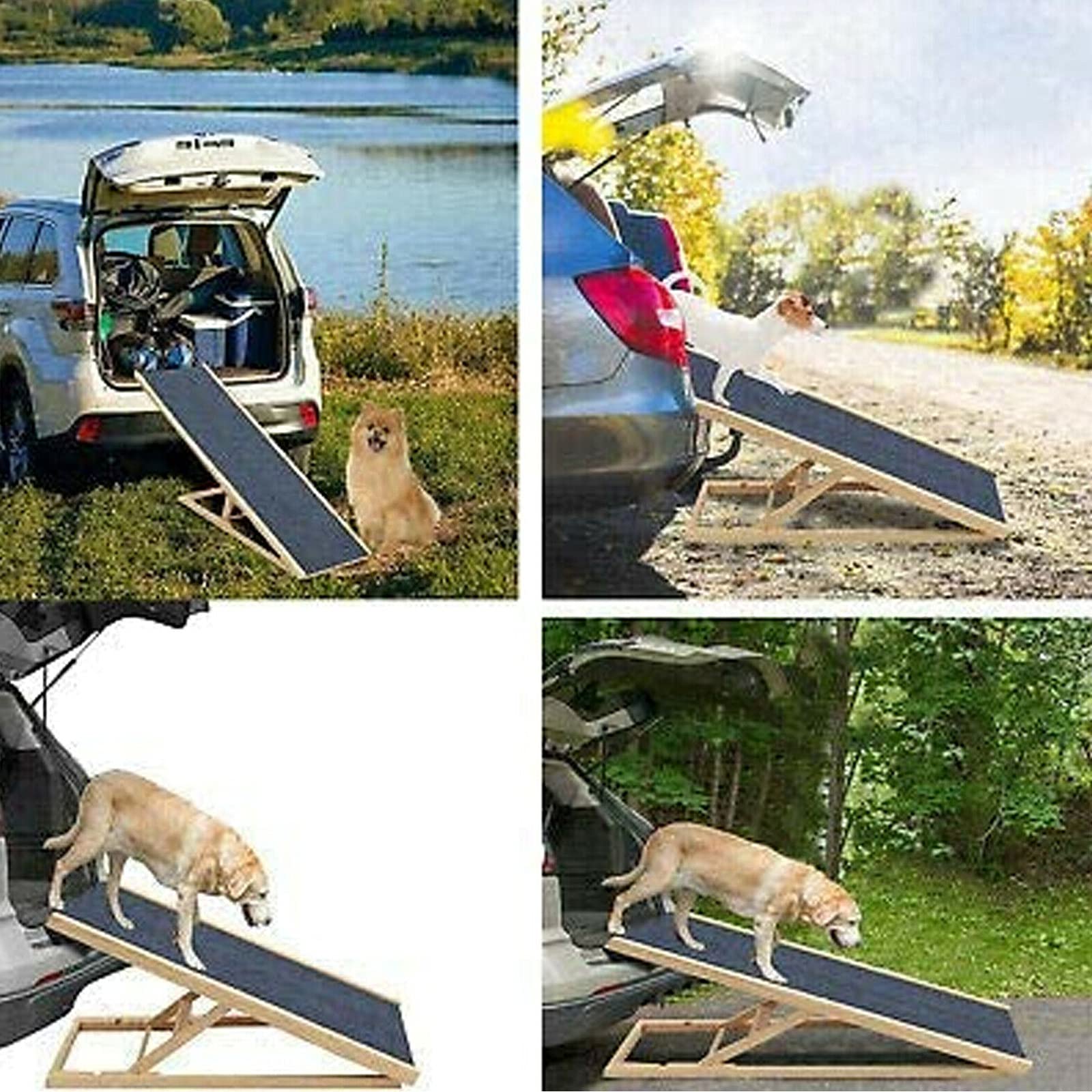 Rampe d'escalier pour chien - 2 étages réglable en hauteur - 70 x 35 cm - Pliable et antidérapante - Aide à l'entrée de la voiture - Rampe de coffre pour animaux de compagnie - Pliable